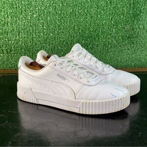 Puma Carina Leather White Silver 370325-02 Women’s Size 7